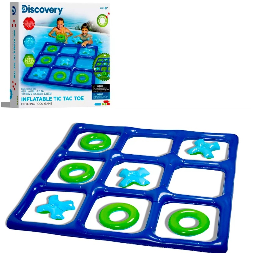 🆕 Discovery Inflatable Tic Tac Toe Game Set Two Sided Jumbo Floating Pool Game